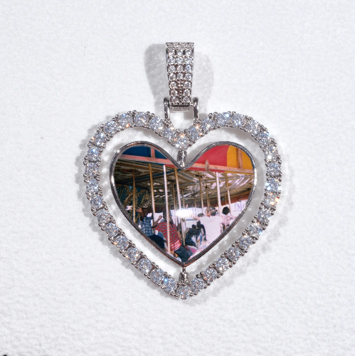3D Spinning 2-Faced Heart Custom Picture Pendant