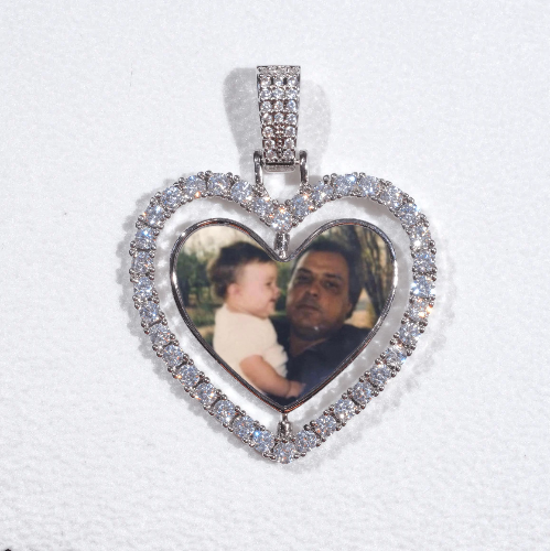 3D Spinning 2-Faced Heart Custom Picture Pendant