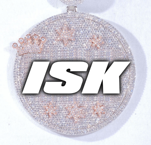 CUSTOM LETTER NECKLACE 3D BIG CROWN DISC