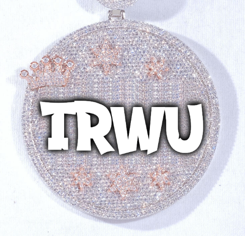 CUSTOM LETTER NECKLACE 3D BIG CROWN DISC