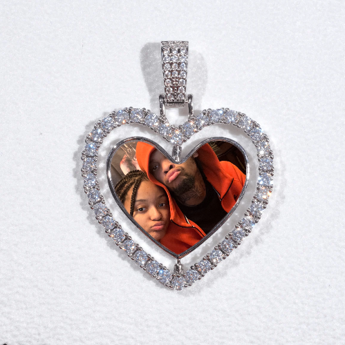 3D Spinning 2-Faced Heart Custom Picture Pendant