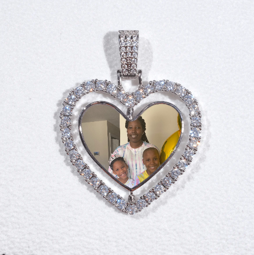 3D Spinning 2-Faced Heart Custom Picture Pendant