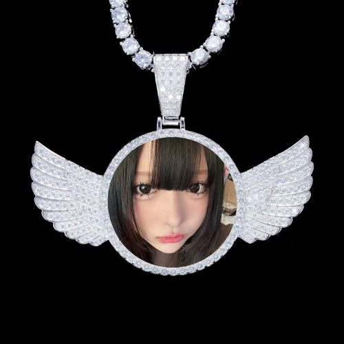 925S & VVS Moissanite 3D Wing Custom Picture Pendant