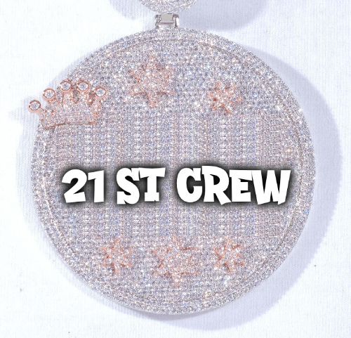 CUSTOM LETTER NECKLACE 3D BIG CROWN DISC