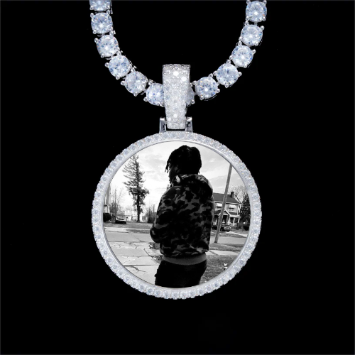 925S & VVS Moissanite 3D Circle Custom Picture Pendant