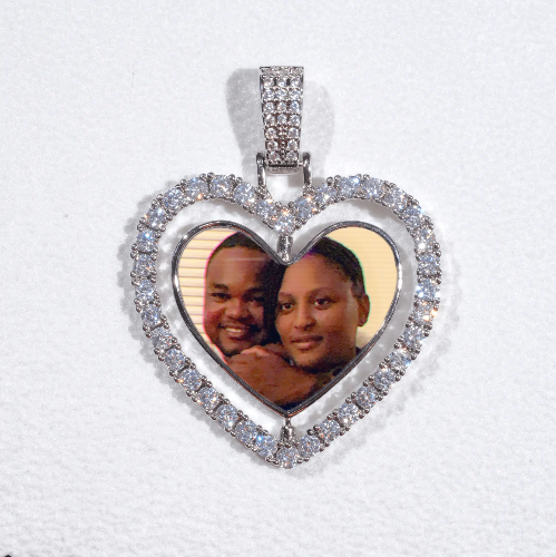 3D Spinning 2-Faced Heart Custom Picture Pendant