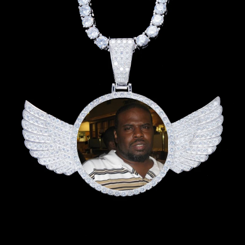 925S & VVS Moissanite 3D Wing Custom Picture Pendant