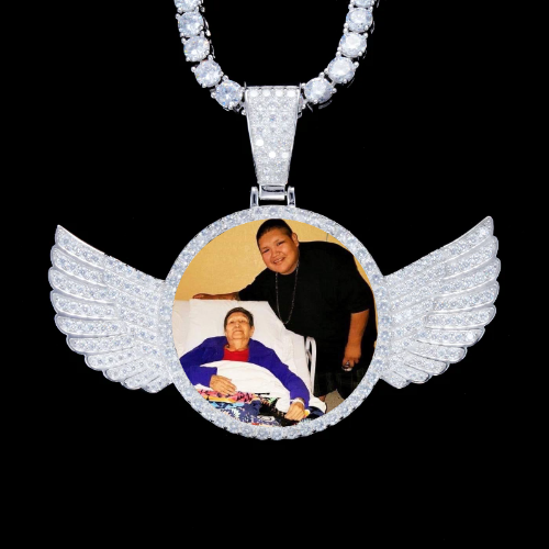 925S & VVS Moissanite 3D Wing Custom Picture Pendant