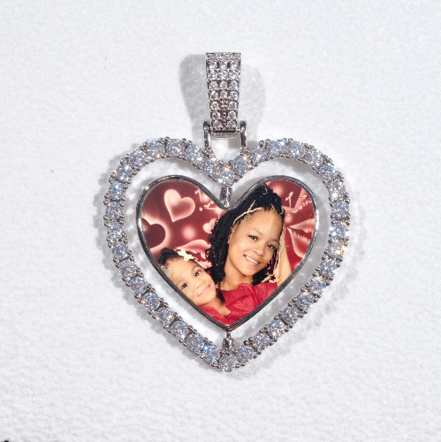 3D Spinning 2-Faced Heart Custom Picture Pendant