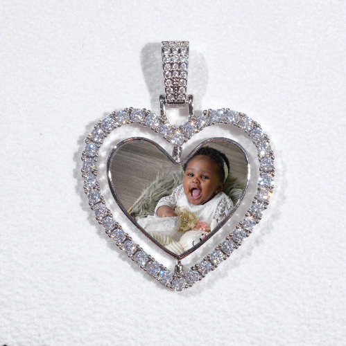3D Spinning 2-Faced Heart Custom Picture Pendant