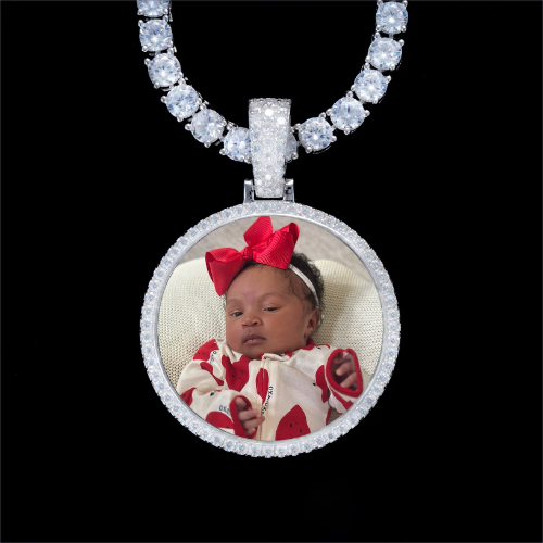 925S & VVS Moissanite 3D Circle Custom Picture Pendant
