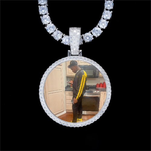 925S & VVS Moissanite 3D Circle Custom Picture Pendant