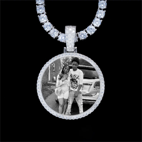 925S & VVS Moissanite 3D Circle Custom Picture Pendant