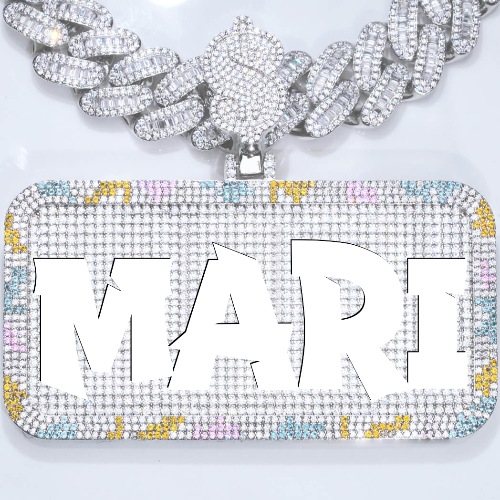 CUSTOM LETTER NECKLACE 3D COLORFUL SQUARE