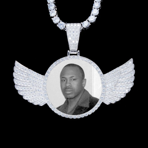 925S & VVS Moissanite 3D Wing Custom Picture Pendant