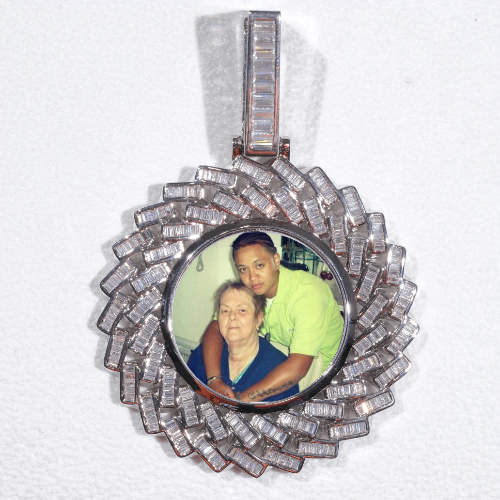 Large 3D Baguette Custom Picture Pendant