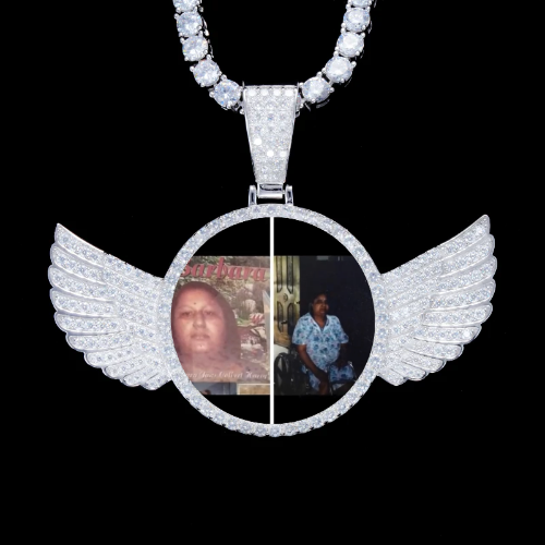 925S & VVS Moissanite 3D Wing Custom Picture Pendant