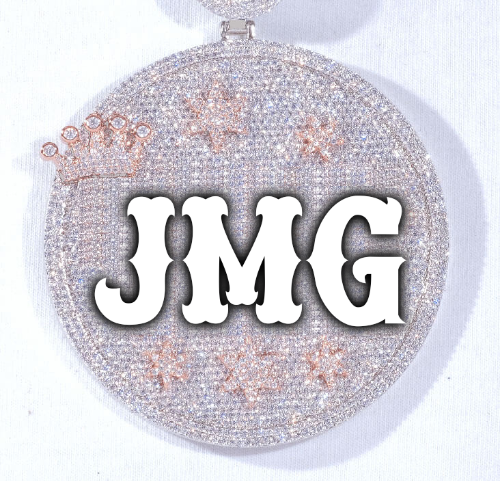 CUSTOM LETTER NECKLACE 3D BIG CROWN DISC
