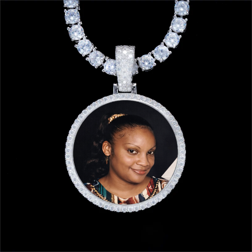 925S & VVS Moissanite 3D Circle Custom Picture Pendant