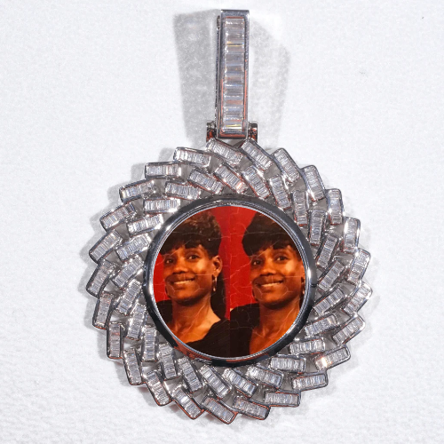 Large 3D Baguette Custom Picture Pendant