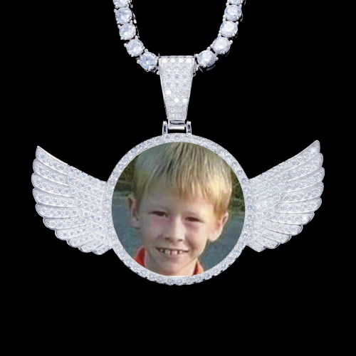 925S & VVS Moissanite 3D Wing Custom Picture Pendant