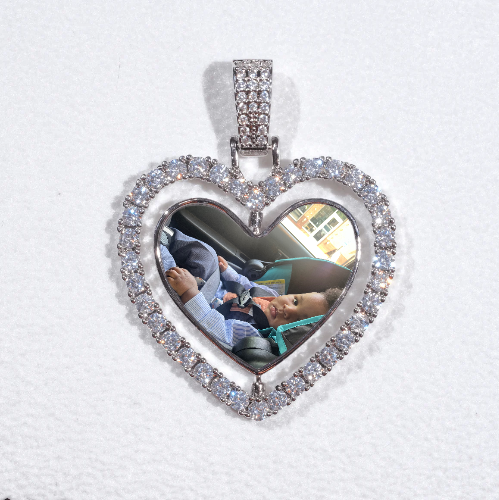 3D Spinning 2-Faced Heart Custom Picture Pendant