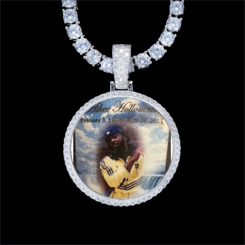 925S & VVS Moissanite 3D Circle Custom Picture Pendant