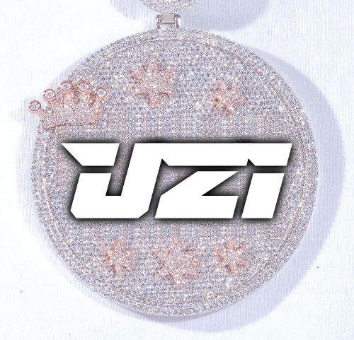 CUSTOM LETTER NECKLACE 3D BIG CROWN DISC