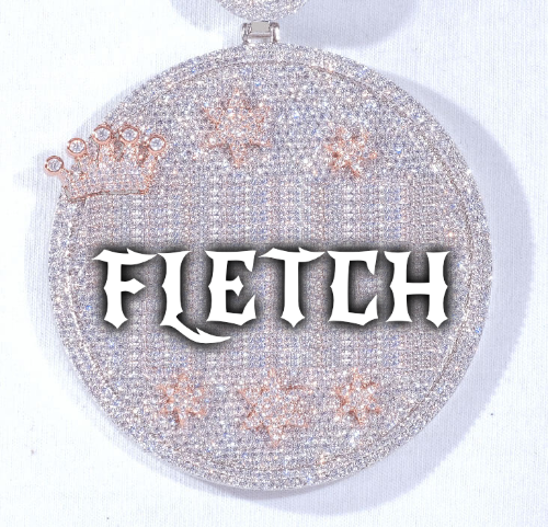 CUSTOM LETTER NECKLACE 3D BIG CROWN DISC