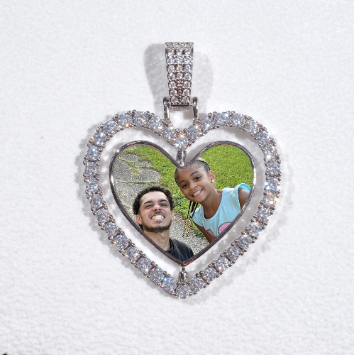 3D Spinning 2-Faced Heart Custom Picture Pendant