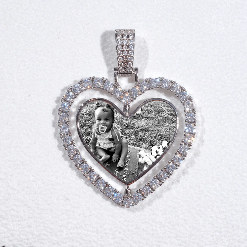 3D Spinning 2-Faced Heart Custom Picture Pendant