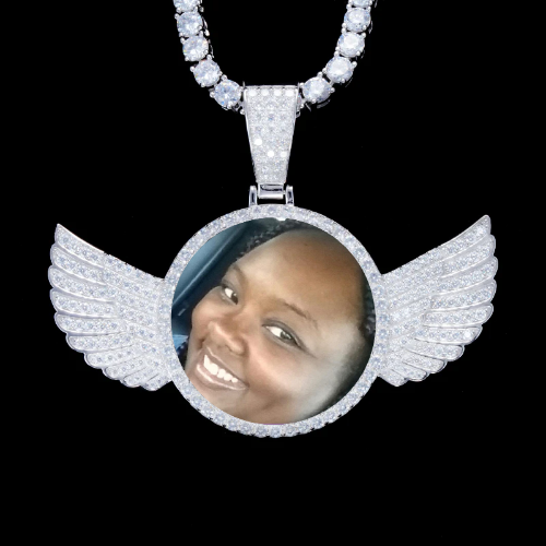 925S & VVS Moissanite 3D Wing Custom Picture Pendant