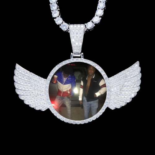 925S & VVS Moissanite 3D Wing Custom Picture Pendant