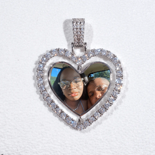 3D Spinning 2-Faced Heart Custom Picture Pendant