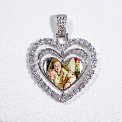 3D Spinning 2-Faced Heart Custom Picture Pendant