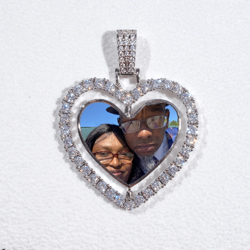 3D Spinning 2-Faced Heart Custom Picture Pendant