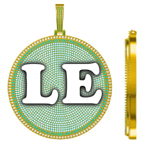 CUSTOM LETTER NECKLACE 3D BIG DISC