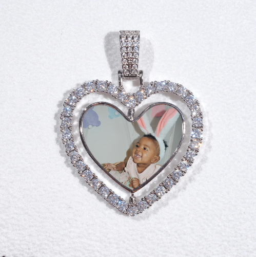 3D Spinning 2-Faced Heart Custom Picture Pendant