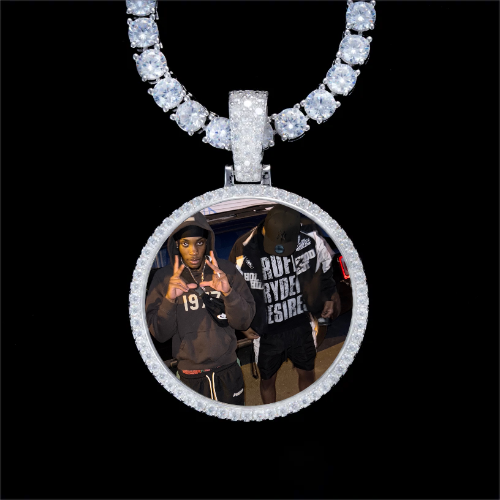 925S & VVS Moissanite 3D Circle Custom Picture Pendant
