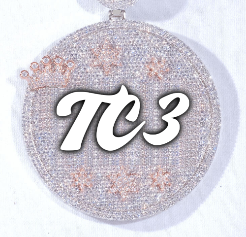 CUSTOM LETTER NECKLACE 3D BIG CROWN DISC