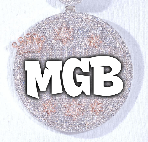 CUSTOM LETTER NECKLACE 3D BIG CROWN DISC