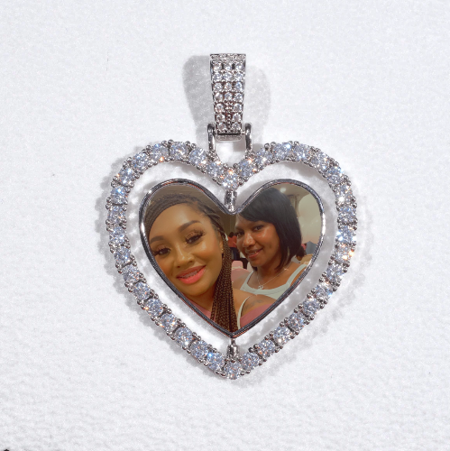 3D Spinning 2-Faced Heart Custom Picture Pendant