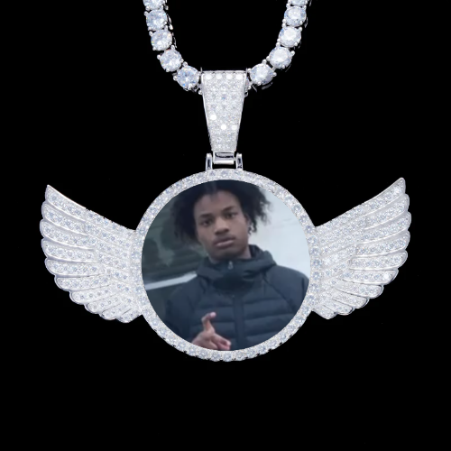 925S & VVS Moissanite 3D Wing Custom Picture Pendant