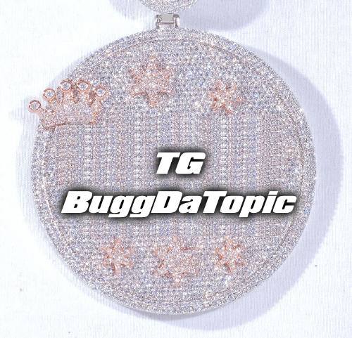 CUSTOM LETTER NECKLACE 3D BIG CROWN DISC
