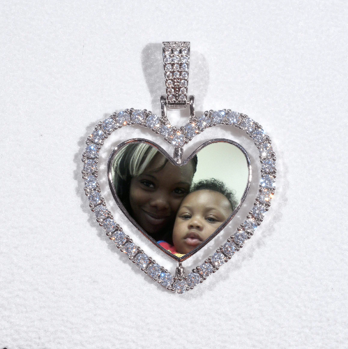 3D Spinning 2-Faced Heart Custom Picture Pendant