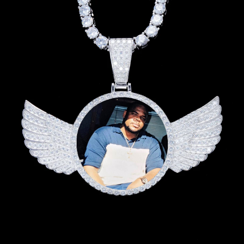 925S & VVS Moissanite 3D Wing Custom Picture Pendant