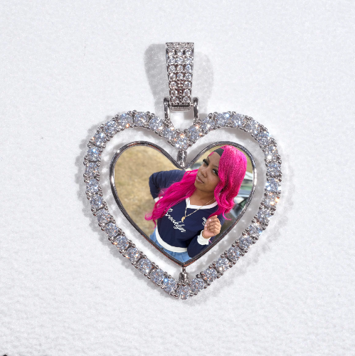 3D Spinning 2-Faced Heart Custom Picture Pendant