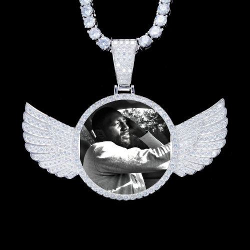 925S & VVS Moissanite 3D Wing Custom Picture Pendant