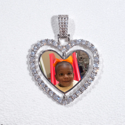 3D Spinning 2-Faced Heart Custom Picture Pendant