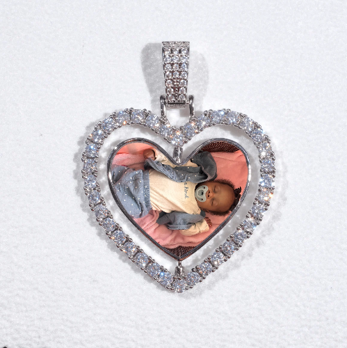 3D Spinning 2-Faced Heart Custom Picture Pendant